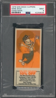 1978 San Diego Clippers "Handyman" Gene Shue, Short Print Rarity – PSA MINT 9 "1 of 1!"